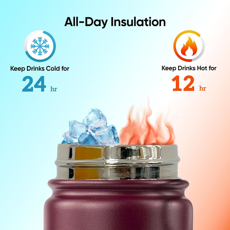 SOLARA Insulated Water Bottle 650ml, Hot Water Bottle, Thermosteel Water Bottles for Travel, Home, Office, School, Gym, Adults, Water Bottle Hot and Cold, Sipper Bottle, Dark Intentions