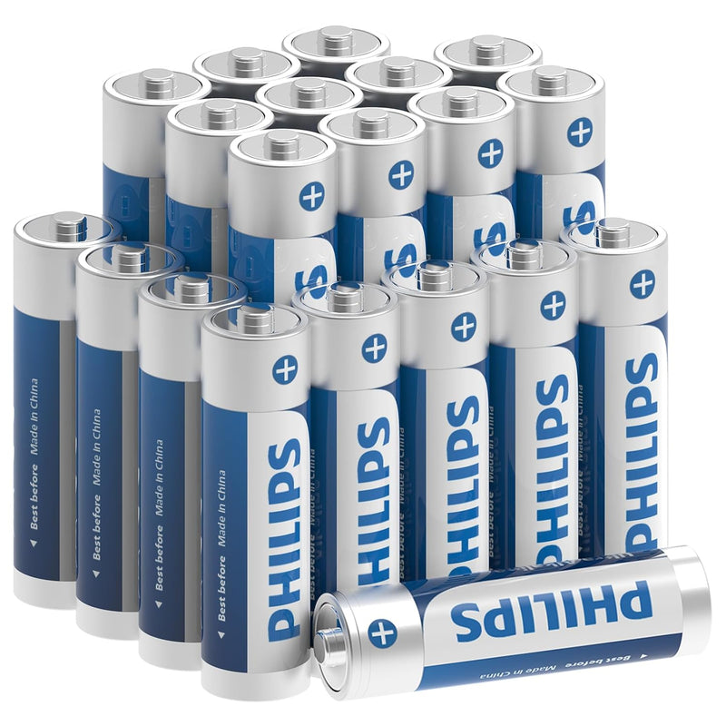 Philips AA Alkaline Battery, 20 Pack Ultra Long-Lasting Performance Battery (Pack of 20)