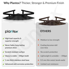 Plantex 304 Grade Stainless Steel Bathroom Shelf for Wall Corner/Bathroom Stand for Wall//Storage Organizer (9x9 inches, Black)-5