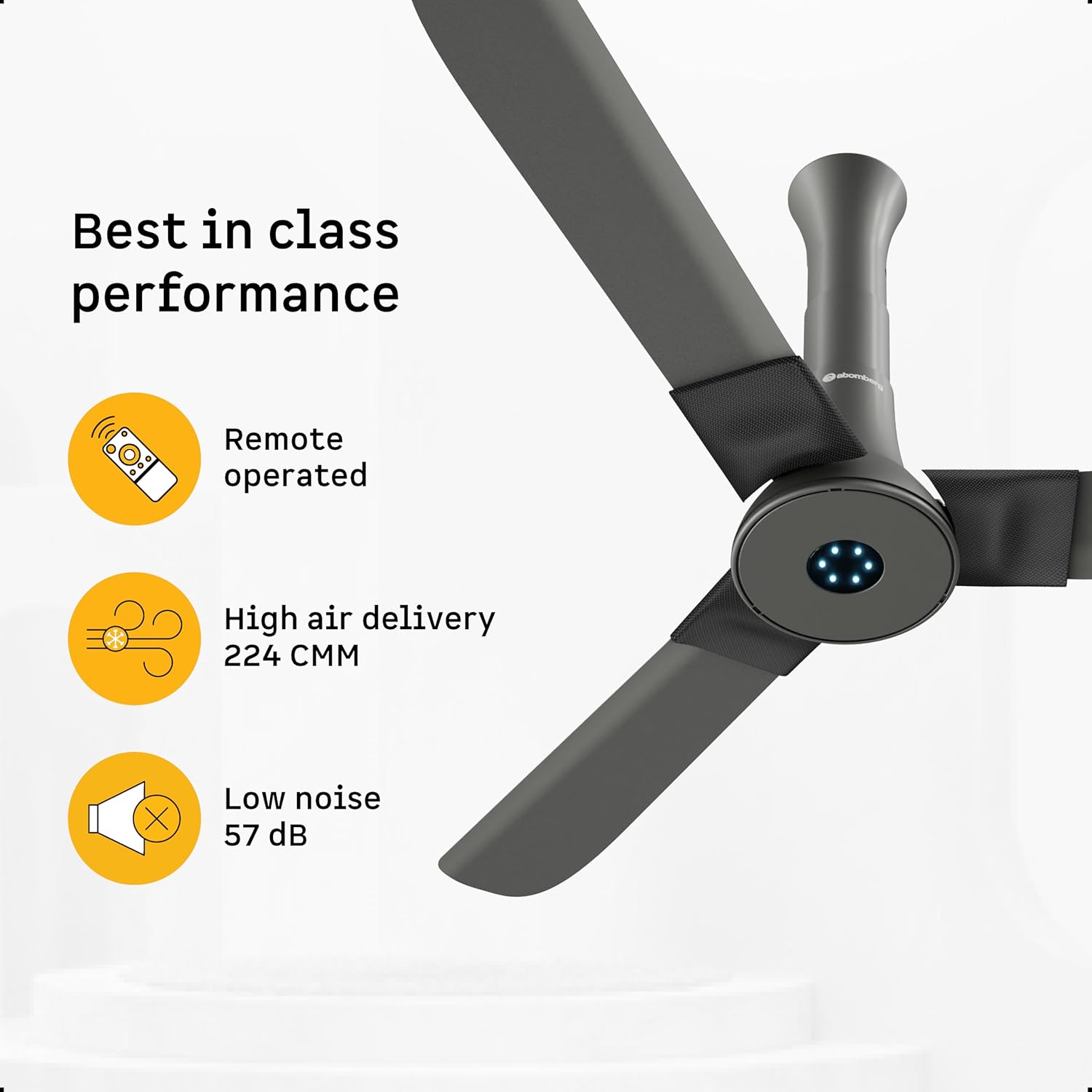 atomberg Studio+ 1200mm BLDC Ceiling Fan with Remote Control | BEE 5 star Rated Energy Efficient Ceiling Fan | High Air Delivery with LED Indicators | 2+1 Year Warranty (Sand Grey)