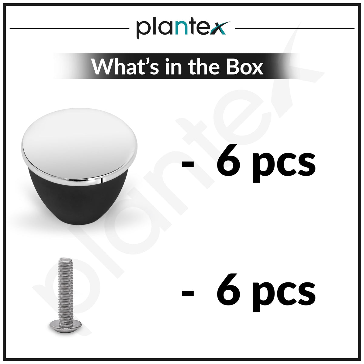 Plantex Knobs for Drawer/Drawer Knobs/Knobs for Cabinets/Pull-Push Knobs for Kitchen/Bedroom Drawer - Pack of 6 (Chrome & Black)-5