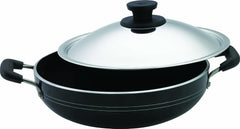 Pigeon by Stovekraft Non-Stick Aluminium Kadai, 150 with SS Lid - Dia 19.7cm, Black