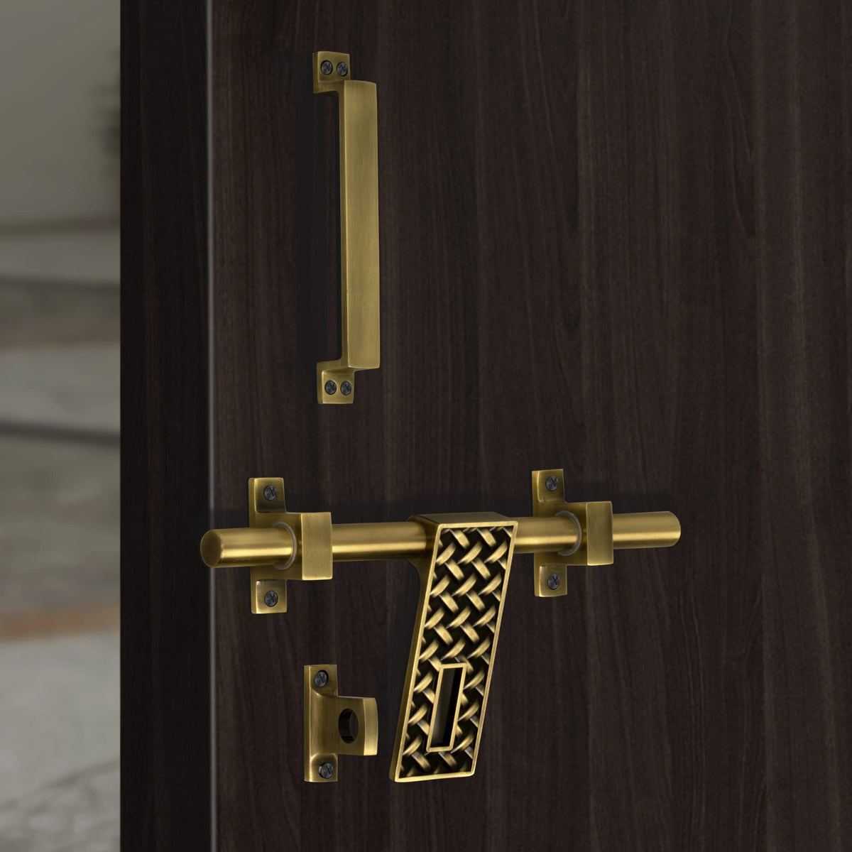 Plantex Stainless Steel Door Kit for Single Door/Door Hardware/Door Accessories (10 inch Al-Drop,8 inch Latch, 7 inch 2 Handles,7 inch Tower Bolt and 4 inch Door Stopper) - (DMAL-06-Brass Antique)-5