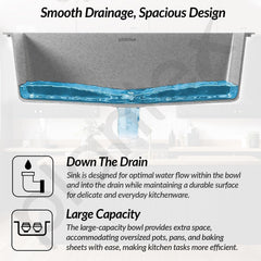 Plantex Quartz Single Bowl Kitchen Sink/Sink for Kitchen with Drain Board/Undermount/Top Mounted (Mosaic Grey-36X18 Inches)-4
