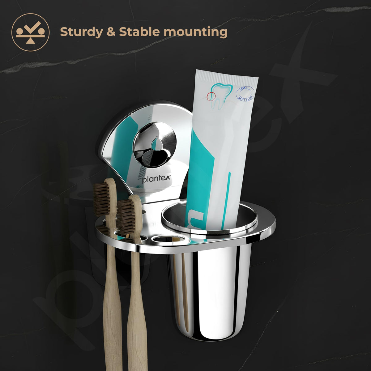 Plantex Royal Stainless Steel Tooth Brush Holder/Tumbler Holder/Toothbrush Holder for Bathroom/Bathroom Accessories- (Chrome)-6