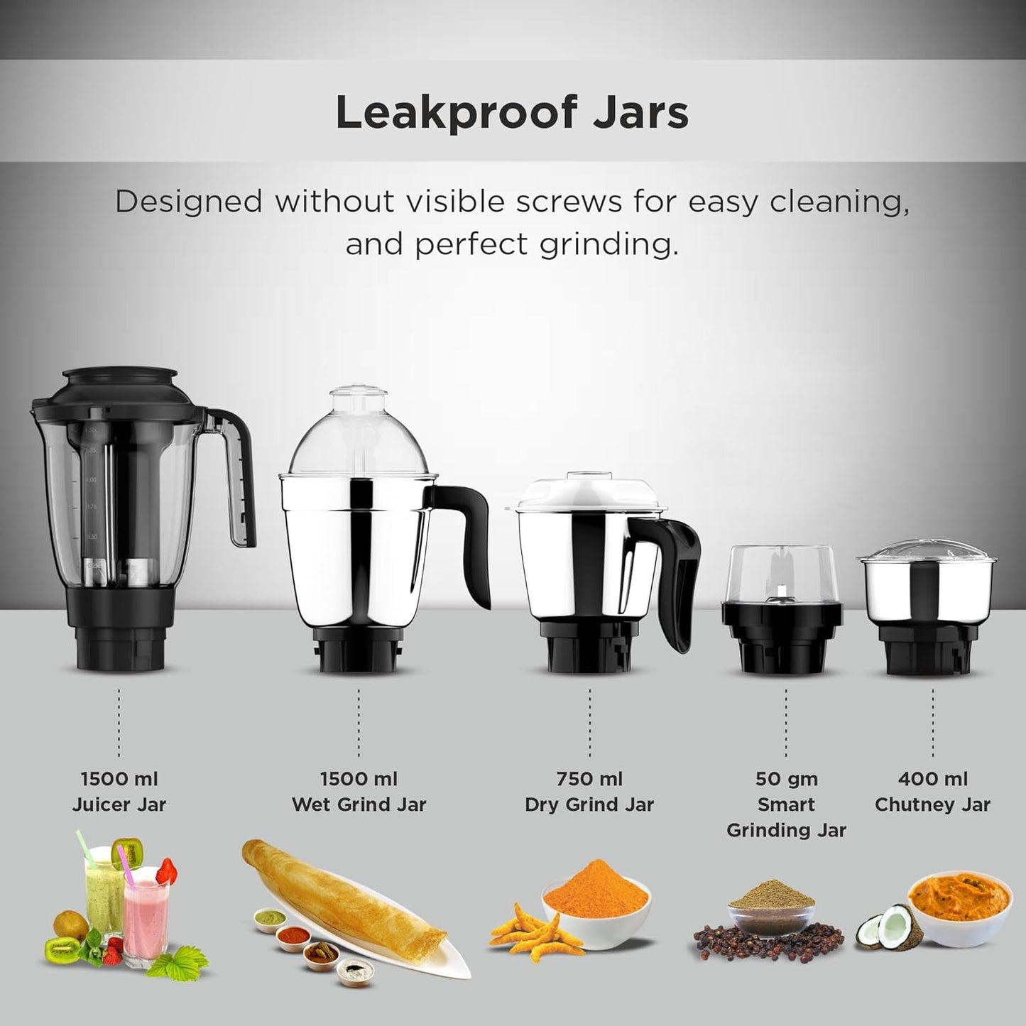 Butterfly Jet Elite Plus Mixer Grinder, 750W, 5 Jars, Grey