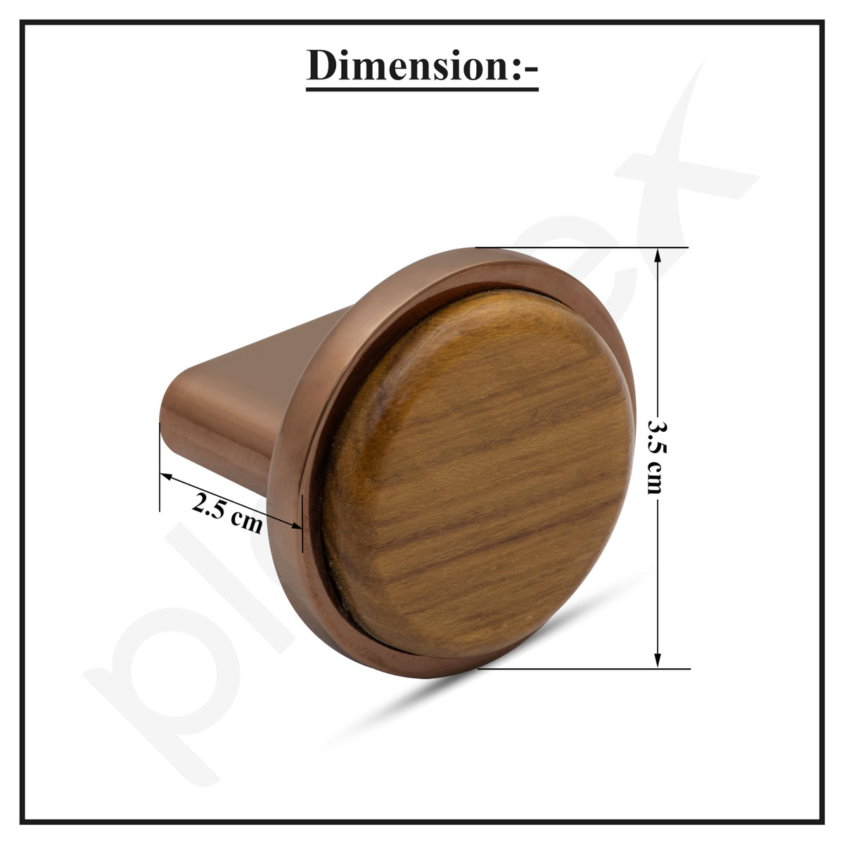 Plantex Round Drawer Knob/Pull-Push Knobs for Kitchen/Knobs for Cabinets/Bedroom Drawer - Pack of 2 (Small, Rose Gold & Wood)-3