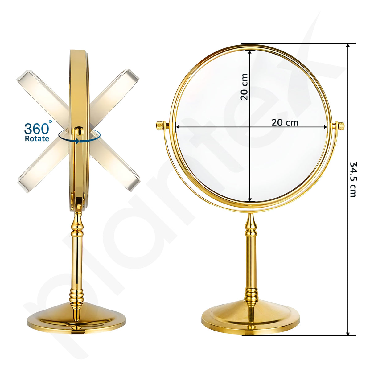Plantex Premium Brass Magnifying Mirror/Two-Sided 360° Swivel Makeup Mirror with 5x/1x Magnification/Table Mirror (8 Inch-Golden/Tabletop)-5