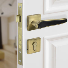 Plantex Main Door Lock/Mortise Lock for Doors - Robust Door Handle for Home with Brass Locks Body & Cylinder (PT-014, Brass Antique & Black)-1