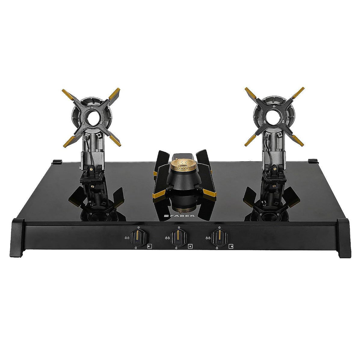 Faber Liftable Burners Freestanding Cooktop|Genius 753 Ai Bk|75Cm Width|Brass Burners|Manual Ignition|Abs Knobs|Pan Supp