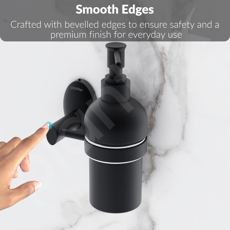 Plantex Liquid Soap Dispenser for Bathroom/304 Grade Stainless Steel Wall Mount handwash Dispenser/Shampoo Dispenser/Bathroom Accessories - Oreva (Black)-6