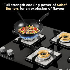 Faber Hob/Hobtop 3 Brass Burner, Electric Auto Ignition, Glass Top(HOB Orion 753 HD BB EBK) Black