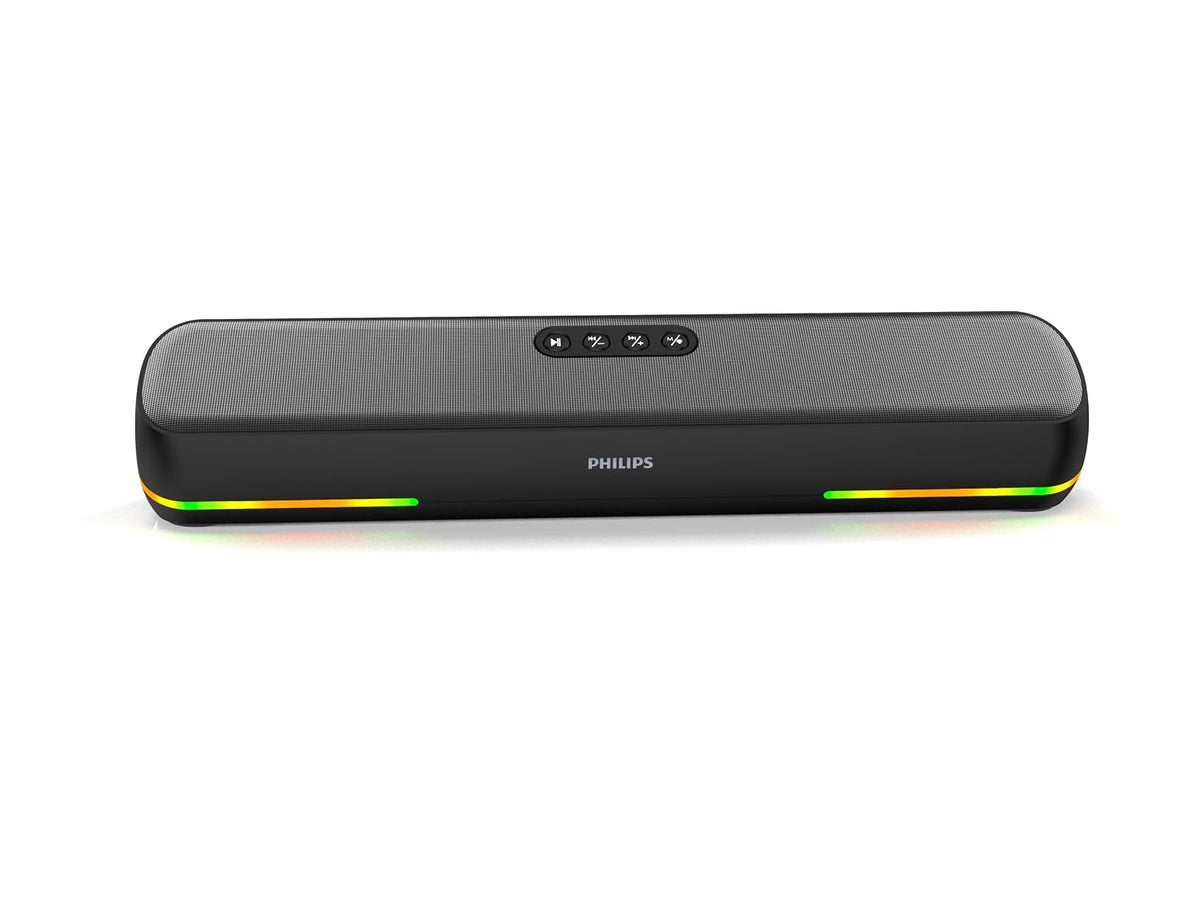 Philips SPA4124BK/94 Wireless Bluetooth Speaker, 20W, 8H Playtime, Bluetooth 5.1, TWS Mode, RGB Light