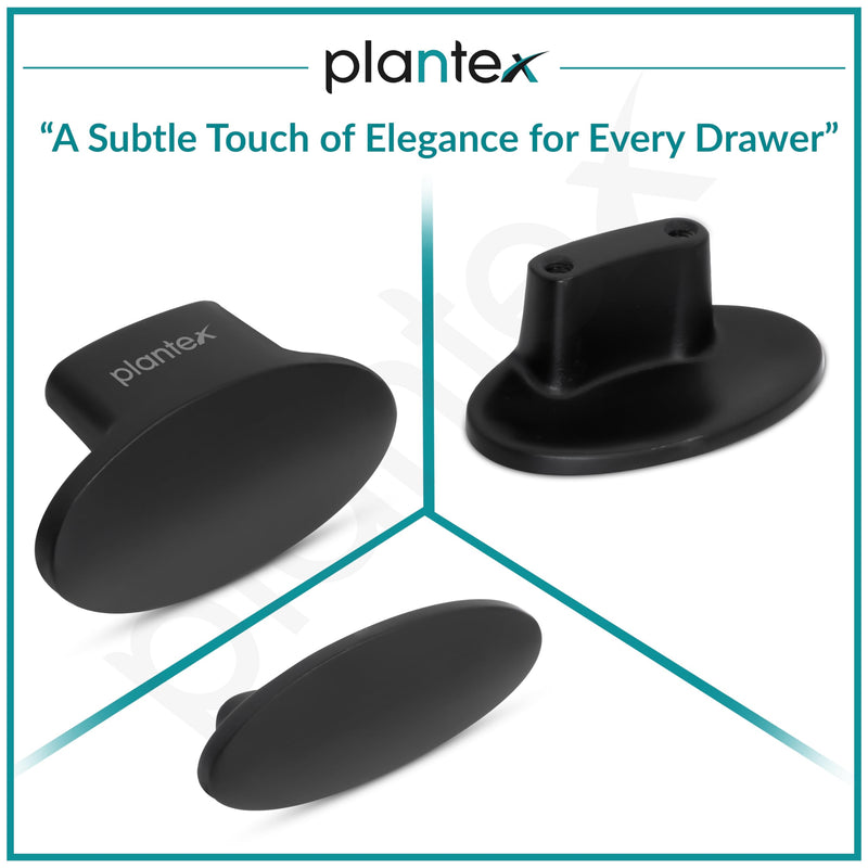 Plantex Knobs for Drawer/Small Drawer Knobs/Knobs for Cabinets/Pull-Push Knobs for Kitchen/Bedroom Drawer - Pack of 4 (Oval, Black)-4