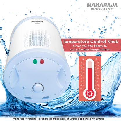Maharaja Whiteline Warmist Neo Storage Water Heater, 10 Litre, Glasslined Coating, Rust & Shock Proof Abs Body, Blue & White Color, Free Installation, Free Connection Pipes - Warmist Neo/Wh-164