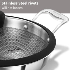 Hawkins Pro 3.5 Litre Shielded Nonstick Triply Deep-Fry Pan, Kadhai with Stainless Steel Handles and Glass Lid, Silver (PSNK35G), 26 cm
