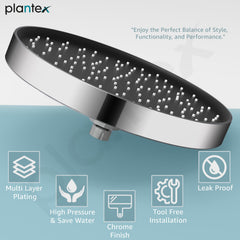 Plantex ABS Round Rain Shower Head for bathroom with LED/360° Rotatable Shower Head for bathroom/Pressurized Shower Head/Showers for bathroom-(Chrome)-3