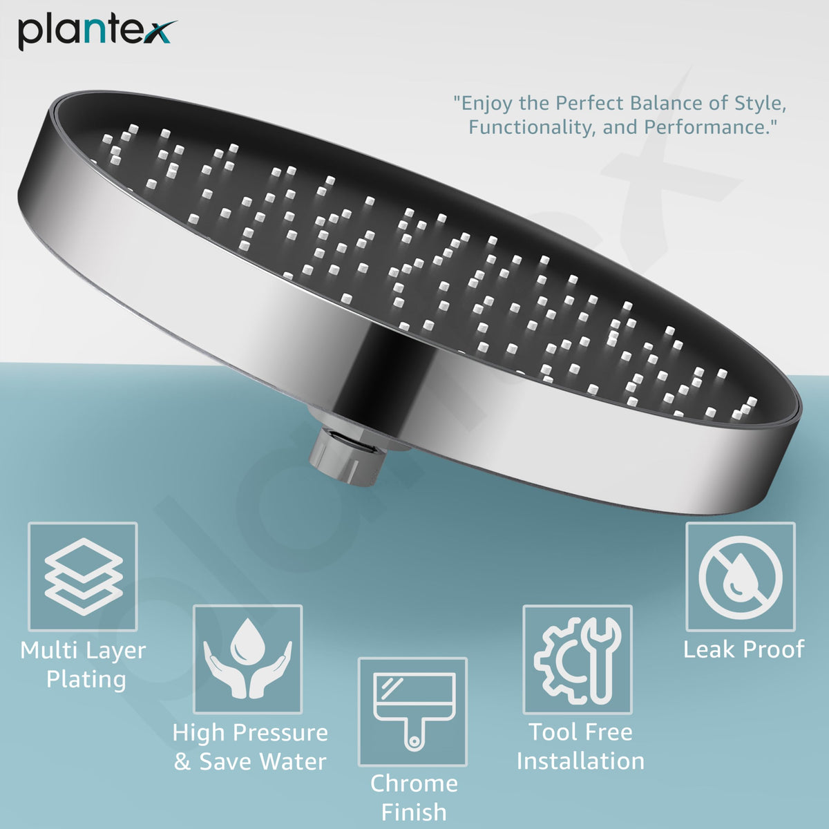 Plantex ABS Round Rain Shower Head for bathroom with LED/360° Rotatable Shower Head for bathroom/Pressurized Shower Head/Showers for bathroom-(Chrome)-3