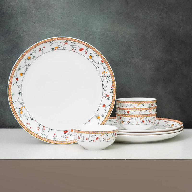 Clay Craft Fine Ceramic Eco Dinner Set, Enchanting Gold, for Family of 4, Dinner Set Ceramic, Crockery Set, Dining Set for Dinner, Crockery Set for Gift, Kitchen Set (ECO6, 12 Pieces)