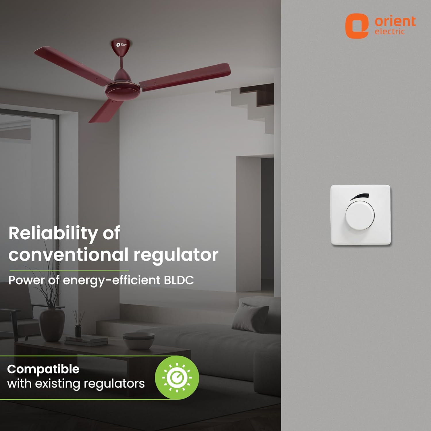 Orient Electric’s 1200 mm Hector 500 | BLDC fan with regulator compatibility | Saves up to 50% on electricity bills | 3-year warranty | Brown, pack 1