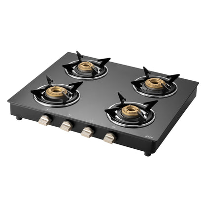 KAFF 3 Burner Gas Stove Top for Kitchen - 71CM Manual Ignition Cooktop| Modern Glass Stove for Modular Kitchen, ISI Certified & Compatible with LPG (Black)