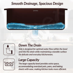 Plantex Quartz Matt Kitchen Sink/UV Protected Kitchen Sink/Undermount Sink for Kitchen/Metalic Single Bowl Sink with Coupling and Hose Pipe - Pack of 1 (24 x 18 inch, Choco Brown)-4
