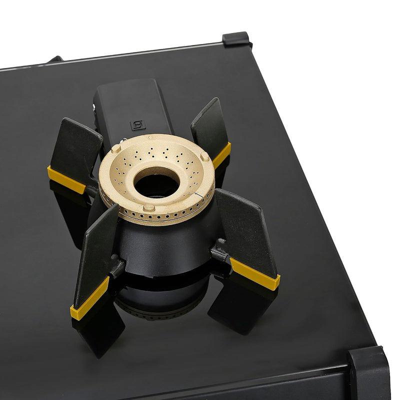 Faber Liftable Burners Freestanding Cooktop|Genius 753 Ai Bk|75Cm Width|Brass Burners|Manual Ignition|Abs Knobs|Pan Supp
