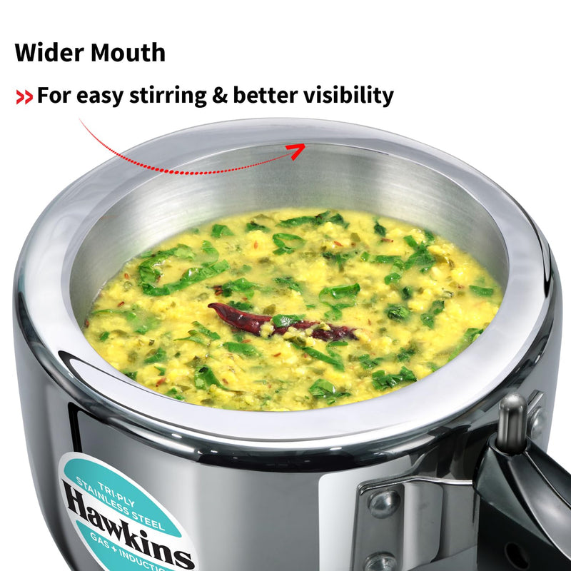 Hawkins 1.5 Litre Triply Stainless Steel Pressure Cooker, Inner Lid Induction Baby Cooker, Silver (HSST15)
