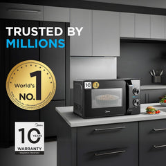 Midea 20L Solo Microwave Oven | 5 Power Levels + Defrost | 10-Year Magnetron Warranty | Mechanical Knob Control | Easy-Clean Powder-Coated Cavity | Energy Efficient | Oven for Reheating & Cooking