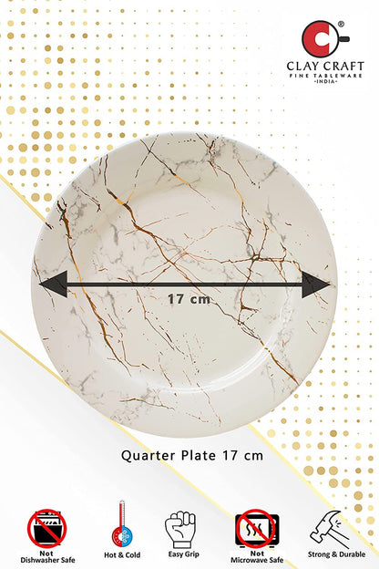 Clay Craft Marble Finish, Fine Ceramic Dinner Set 40 PCS (White), for Family of 6, Dinner Set Ceramic, Crockery Set, Dining Set for Dinner, Plates and Bowls Set, Crockery Set for Gift