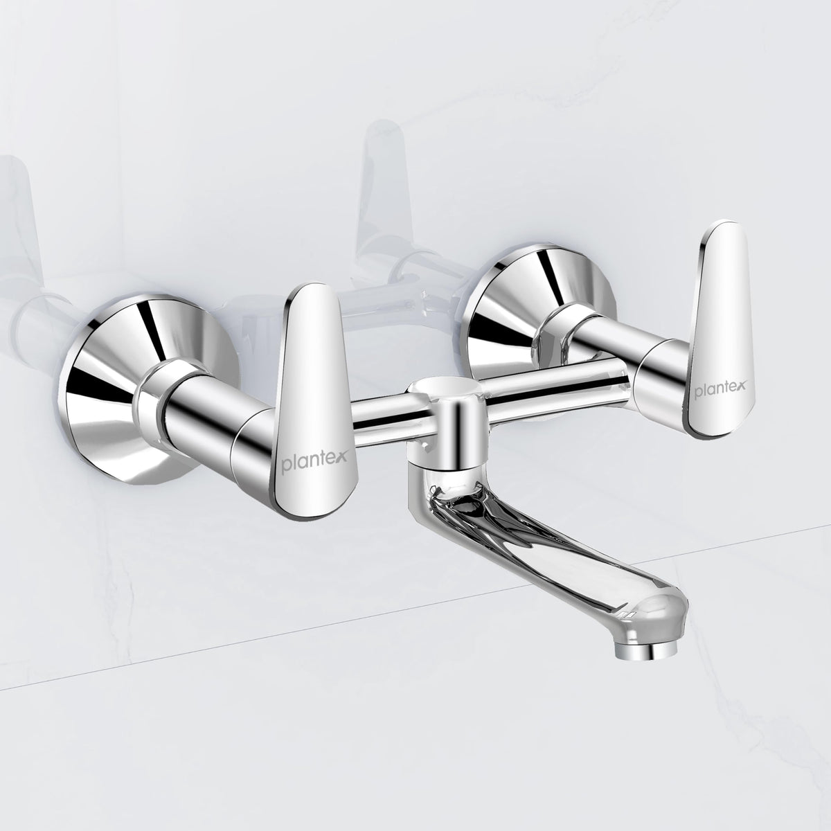 Plantex Pure Brass Non Telephonic Wall Mixer with Water Saving Nozzle/Mixer Tap for Bathroom with Brass Wall Flange and Teflon Tape (Dol-2319-Chrome)-1