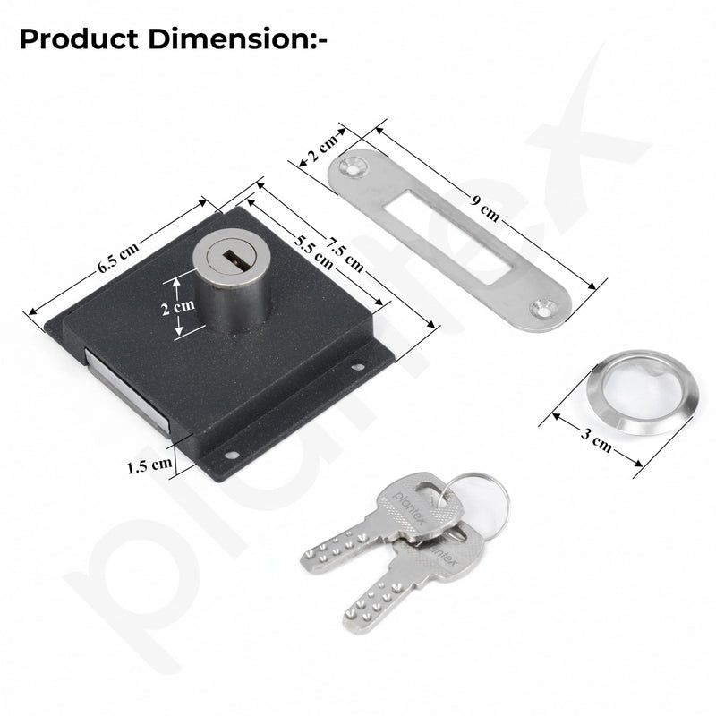 Plantex Sliding Door Lock for Wardrobe/GI Steel Drawer Lock/Suitable for 20mm Sliding Door - Pack of 1 (SL-01, Z-Black)-6