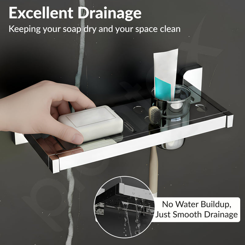 Plantex 304 Grade Stainless Steel 2in1 Soap Dish with Tumbler Holder for Bathroom/Toothbrush Holder with Soap Case/Soap Holder/Tumbler Holder - Bathroom Accessories (Rolex, Chrome)-6