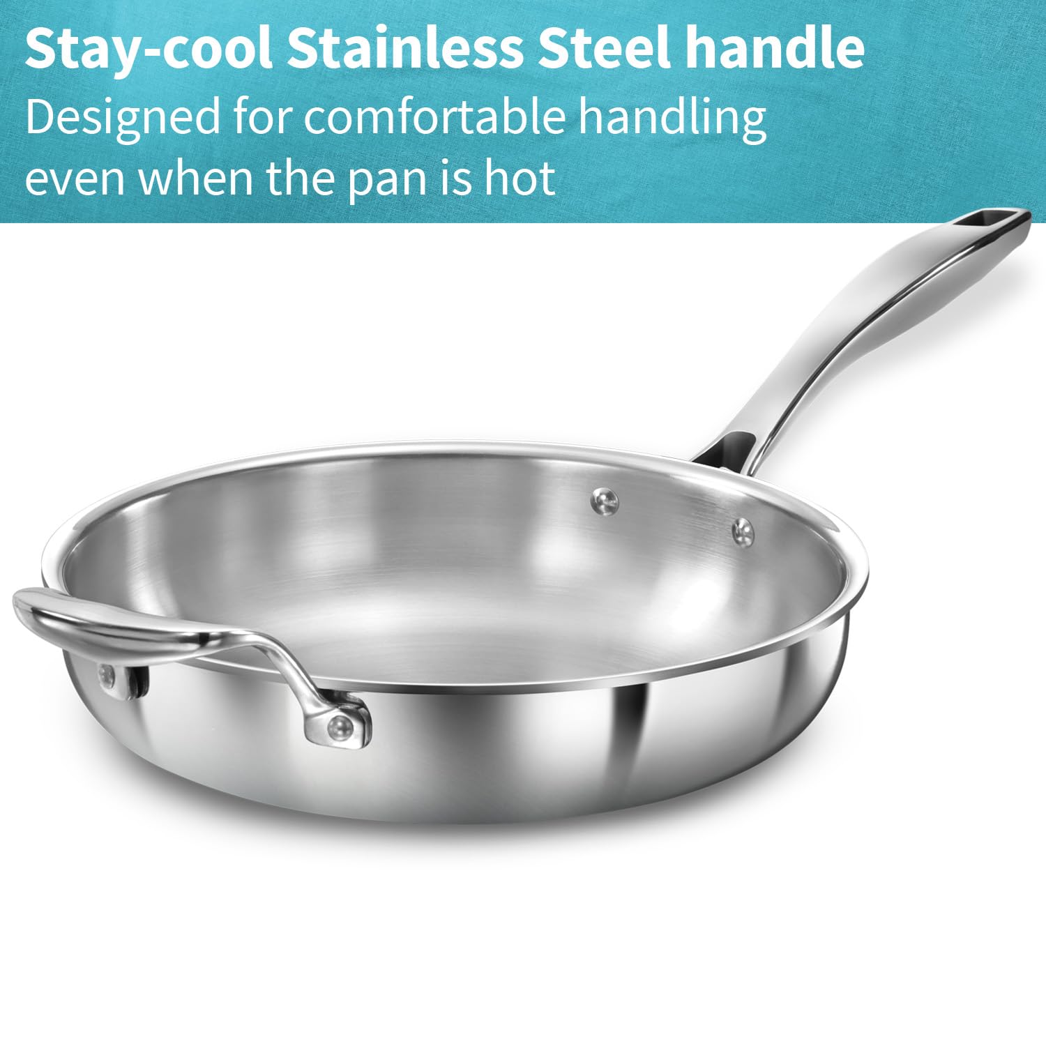 Hawkins Pro 26 cm Frying Pan, Triply Stainless Steel Fry Pan with Stainless Steel Handle, Silver (PSF26)