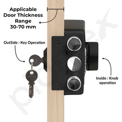 Plantex Brass Tri-Bolt Lock for Main Door/Heavy Duty Door Lock with 4 Keys/Suitable On Single Door for Home/Office/Hotel - Pack of 1 (Z-Black) (Model APS-TB-1384)-3