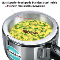 Hawkins 1.5 Litre Triply Stainless Steel Pressure Cooker, Inner Lid Induction Baby Cooker, Silver (HSST15)