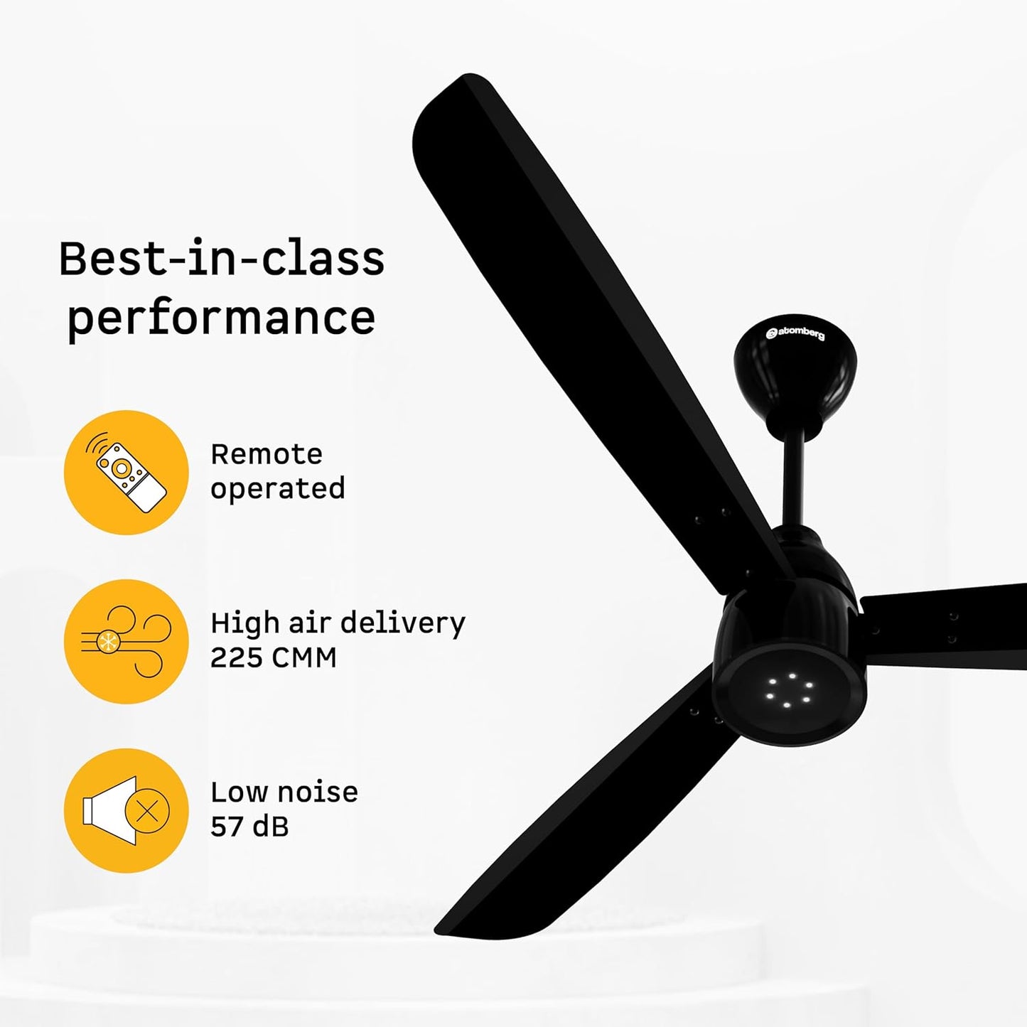 atomberg Renesa Enzel 1200mm BLDC Ceiling Fan with Remote Control | BEE 5 star Rated Energy Efficient Ceiling Fan | High Air Delivery with LED Indicators| 3 Year Warranty (Gloss Black)