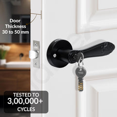 Plantex Door Lock for Main Door/Mortise Lock for Home/Door Handle Lock Set with 3 Computerise Keys - (Black)-2