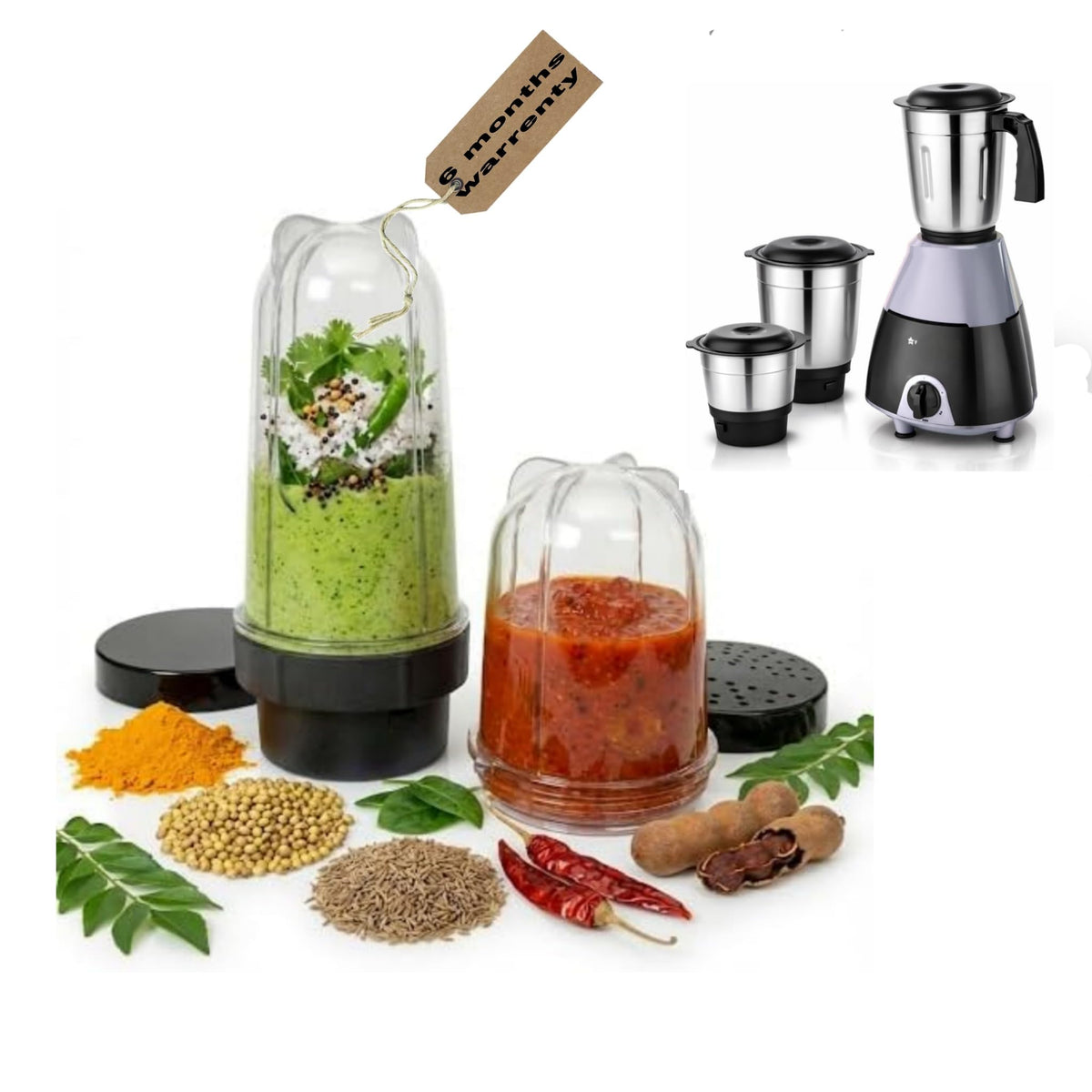Nutri Mixer Jar Set (380 ml & 600 ml) with 4-Blade Assembly | BPA-Free Jars for Smoothies, Chutney, Dry Grinding & Juicing | Includes Storage Lids (compatible with maharaja whiteline smart)