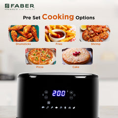 Faber 6L 1500W Digital Air Fryer | Fry, Bake, Roast, Toast, Defrost, Grill & Reheat | 85% Less Oil, 360° Air Cooking | 8