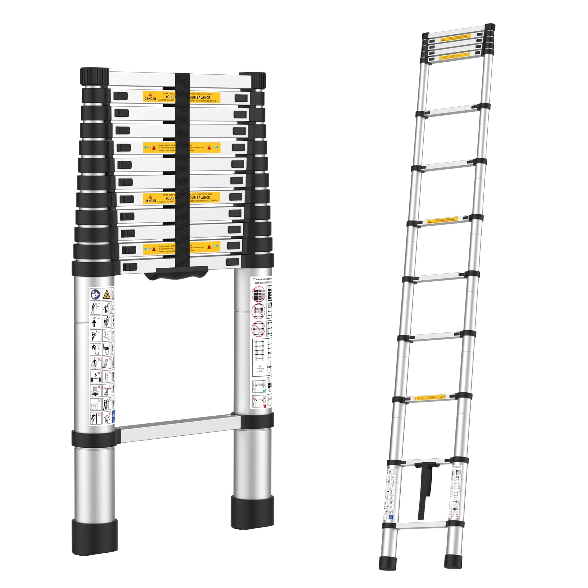 BonKaso VertiPro 2M(6.5Ft) Telescopic Ladder|Aluminum Ladder 7 Step|Multipurpose for Home & Outdoor use with Self Locking Mechanism|EN131 Certified Max Load Capacity of 150kg