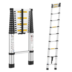 BonKaso VertiPro 2M(6.5Ft) Telescopic Ladder|Aluminum Ladder 7 Step|Multipurpose for Home & Outdoor use with Self Locking Mechanism|EN131 Certified Max Load Capacity of 150kg
