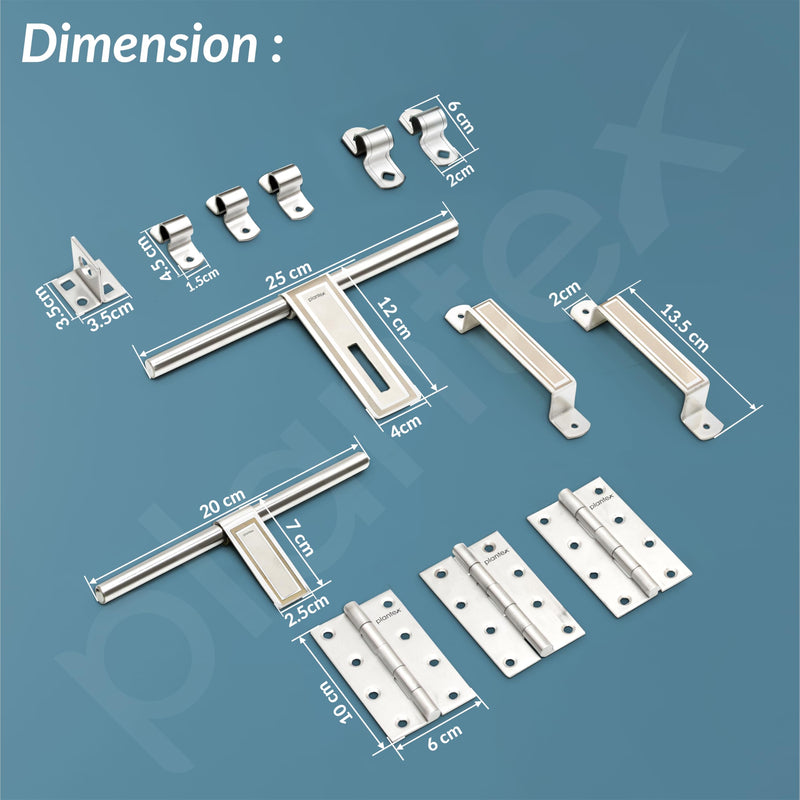 Plantex Stainless Steel Door Kit for Bathroom/Door Hardware/Accessories/3 Hinges/10 inch Al-Drop/8 inch Latch/8 inch 2 Handles - Pack of 1 (APS-1320, Chrome)-3