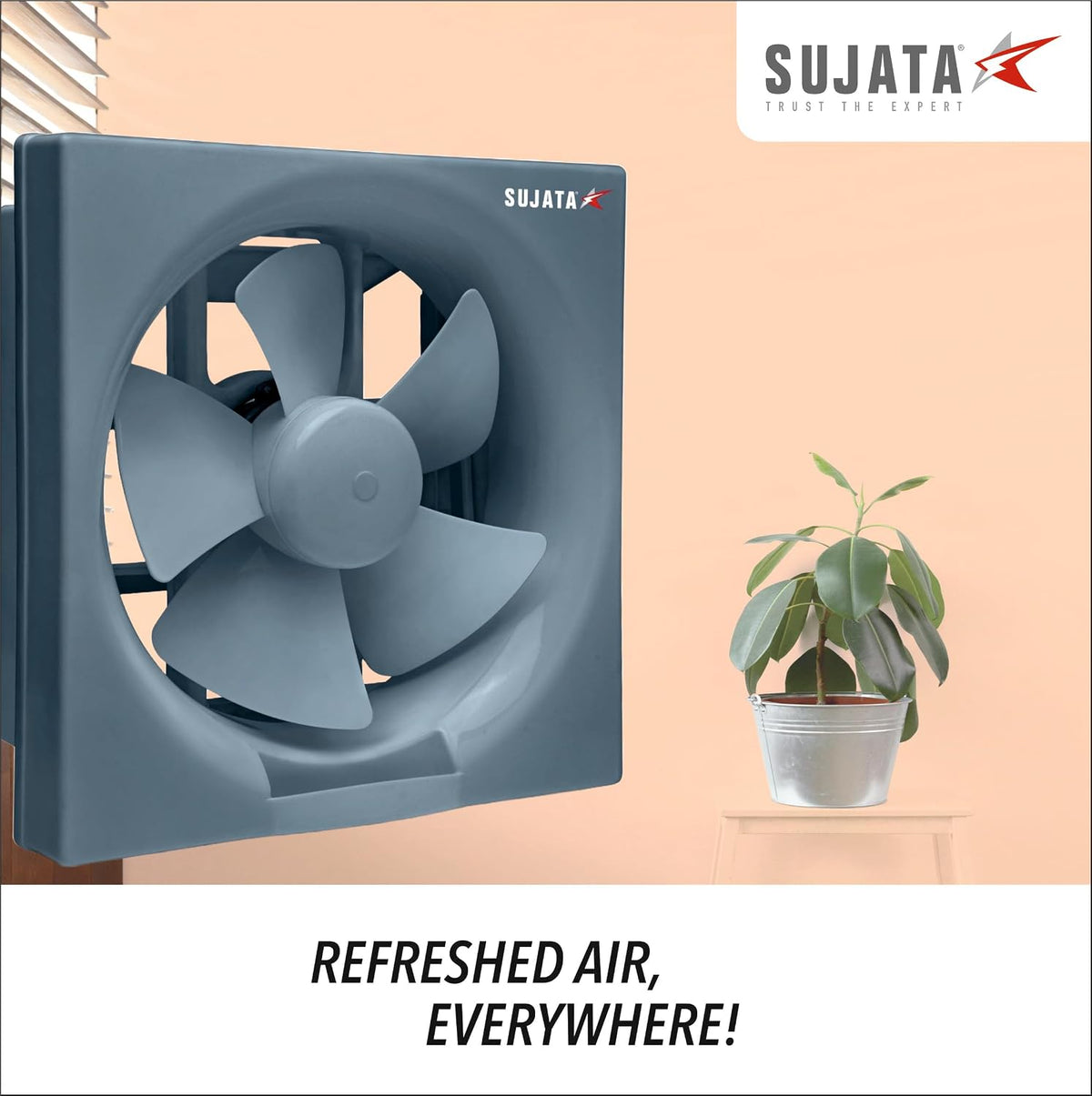 Sujata 200 mm Premium Exhaust Fan for Kitchen, Bathroom & Office - EPB81 - Grey