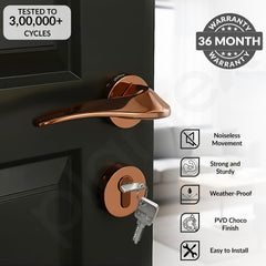 Plantex Door Lock for Home/Main Door Lock Set/Mortise Lock Set with Brass Lock Body & Cylinder - 3 Years of Warranty (7128, PVD Choco)-6