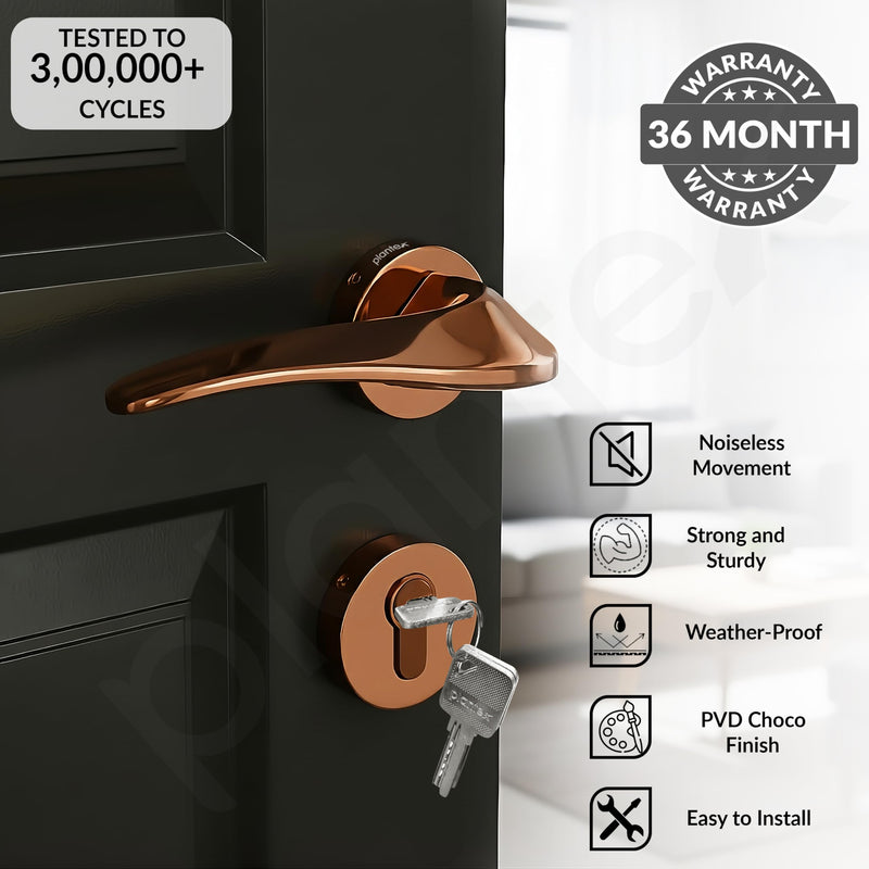 Plantex Door Lock for Home/Main Door Lock Set/Mortise Lock Set with Brass Lock Body & Cylinder - 3 Years of Warranty (7128, PVD Choco)-6