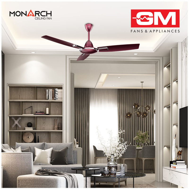 GM Monarch Ceiling Fan Dashing Red 1200 MM 360 RPM 1 Star Rated, Energy Efficient, Anti Dust, High Gloss Metallic Finish Suitable for Living Room-3