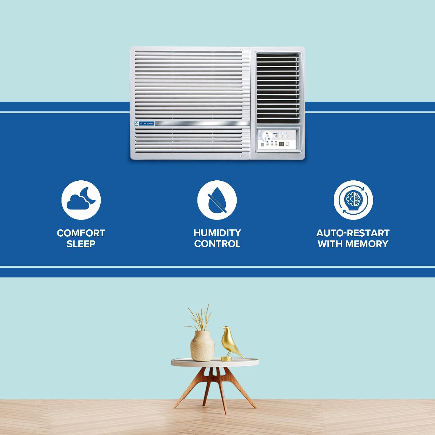 Blue Star 1 Ton 2 Star, New Star Rated, Window AC (Copper, 2 Way Swing, Multi Sensors, Blue Fins, Self Diagnosis, WFA312LXU, White)