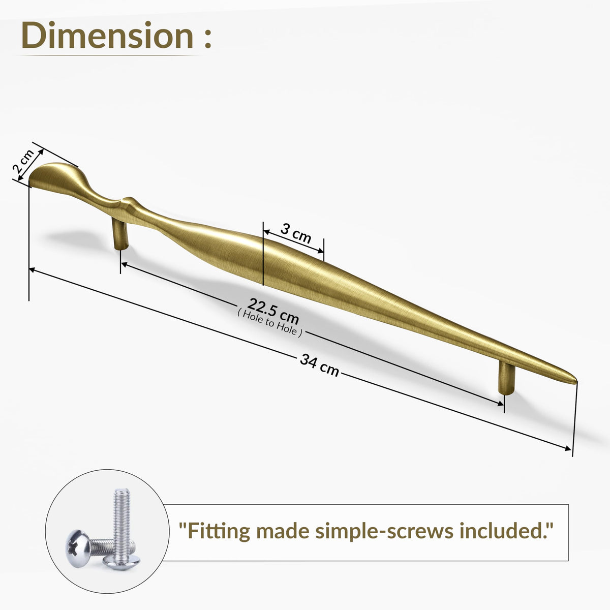 Plantex Cabinet Handle/224mm Handle for Cabinet/Furniture/Door Pull-Push Handle for Home/Office - Pack of 1 (Brass Antique) (Model APS-DTC-9136)-3