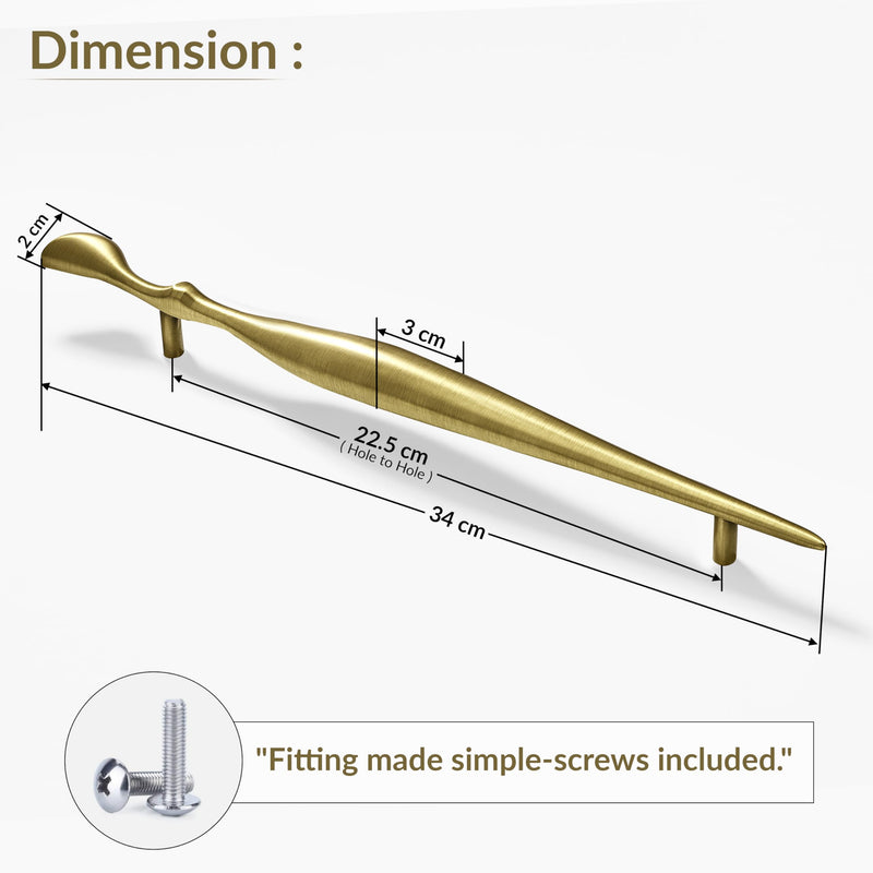 Plantex Cabinet Handle/224mm Handle for Cabinet/Furniture/Door Pull-Push Handle for Home/Office - Pack of 1 (Brass Antique) (Model APS-DTC-9136)-3